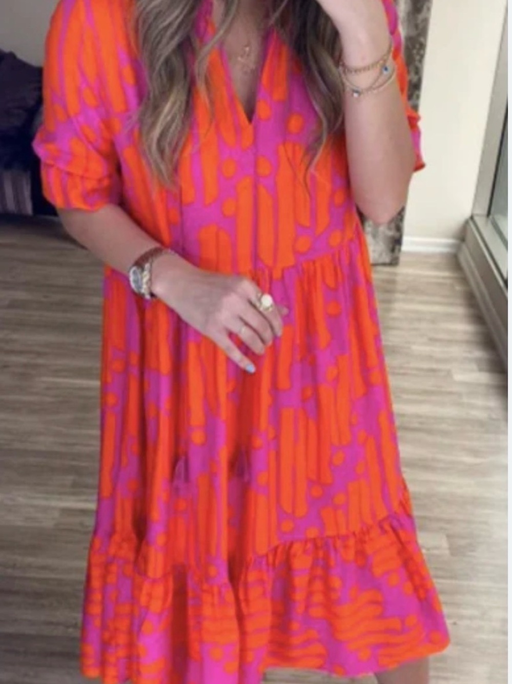 Vibrant Red & Purple Midi Maxi Dress